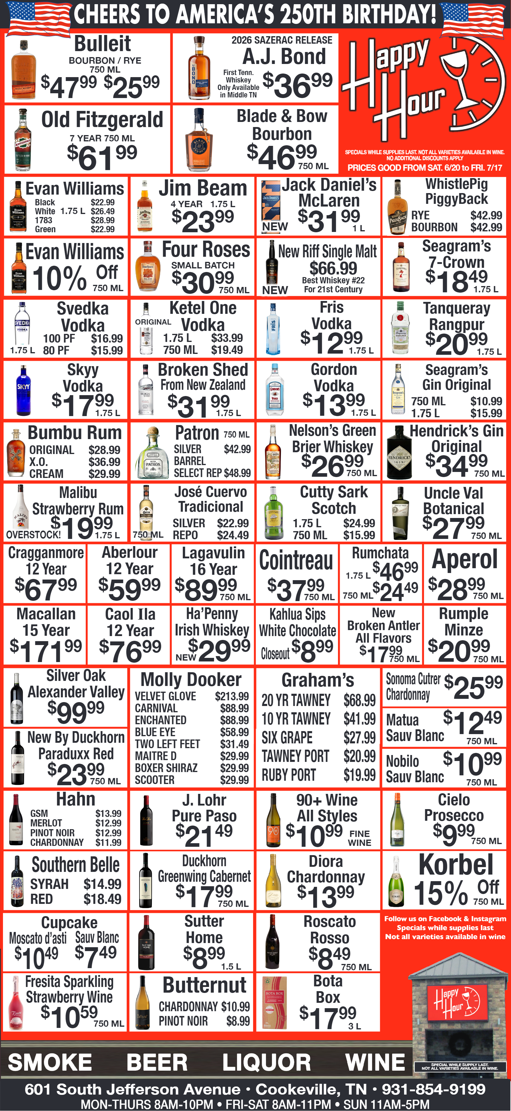 Happy Hour monthly specials — PRICES GOOD FROM 5/23 - 6/19